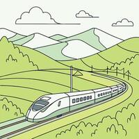 High speed trains pass through desert areas. vector