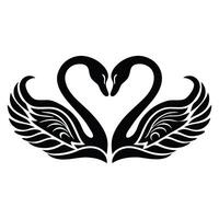 Swan black and white illustration stylized. vector