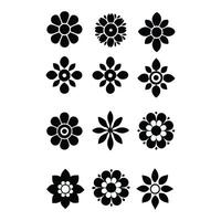 set of symmetric flower design elements illustration. vector
