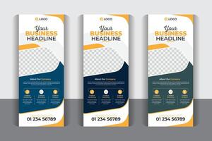 Luxury, colorful, stylish and professional large size creative Business roll up banner template set, x-banner , flag-banner design, with 3 color variation vector
