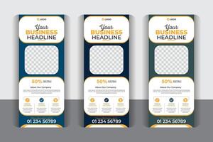 Display banner template, colorful creative Business roll up banner template set, pull up, display banner, x-banner , flag-banner design, with 3 color variation vector
