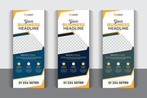 Display banner template, large size creative Business roll up banner template set, pull up, display banner, x-banner , flag-banner design, with 3 color variation vector