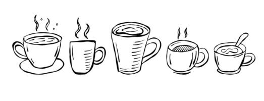 Different types of coffee cups illustrating various coffee drinks in a creative and artistic style vector