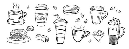 Delicious assortment of coffee and pastries displayed on a minimalist background vector
