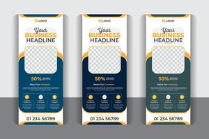 Business roll up banner template set, pull up, display banner, x-banner, luxury, colorful, stylish and professional business roll up banner design. vector