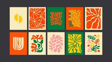 Funky doodle vibes- 90s psychedelic posters with vibrant waves, bold flowers, and groovy abstract designs vector