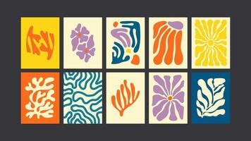 Trippy retro vibes- 90s groovy posters with funky patterns, psychedelic waves, and bold abstract art vector