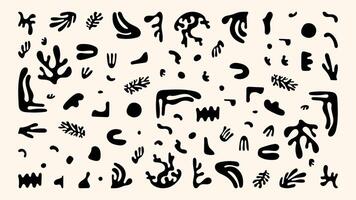 Abstract Hand-Drawn Plant Shapes Minimalistic black-and-white organic forms in a modern Matisse-inspired style. Perfect for collages, prints, and trendy design templates vector