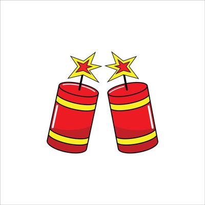 two red fireworks with stars on top of them