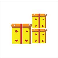three boxes with hearts on them vector