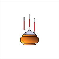 a bowl with three red candles on top vector