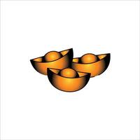 three golden ingot icons are shown on a white background vector