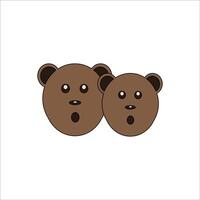 two brown bears with open mouths on a white background vector