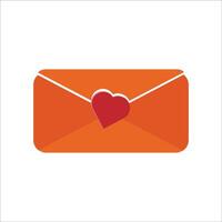 an orange envelope with a heart inside vector
