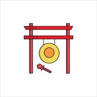a red and yellow gong and a hammer vector