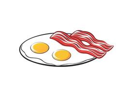 Classic Breakfast Bacon and Eggs Illustration vector
