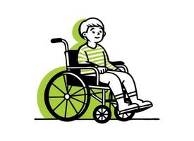Child in Wheelchair Illustration - Inclusive Design for Accessibility Awareness vector