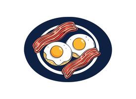 Cartoon Breakfast Plate with Bacon and Eggs vector