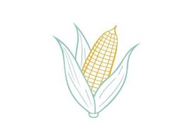 Minimalistic Corn Illustration - Simple Design of Corn on the Cob vector