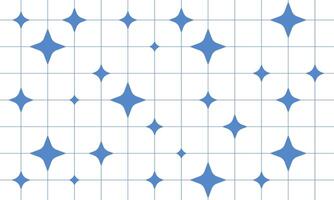 Abstract Minimalist Pattern in Memphis Aesthetic. Texture with Blue Sparkle Star Shapes and Lines Isolated on White Background. vector