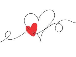 Heart. Abstract love symbol. Continuous line art drawing illustration, Heart hand drawn. Single contour heart for love design. vector