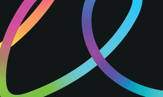 Neon Color Gradient squiggle lines. Scribble stripe with wavy elements. Abstract organic dynamic colorful Shapes on dark background vector