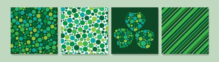 Green color set polka dots cute on white and dark background. Abstract dot patterns creative design template. vector