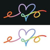 colorful heart shapes in gradient. love icons. Thickness is easily edited. Template squiggly heart illustrations for Valentine's Day. vector