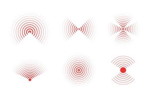 Sonar sound waves icons wireless wifi, radial line media, Radio, radar station signal. Scan, rings circle ripples vector