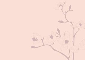 Gentle, desaturated background, cover with floral, botanical elements. Apple or magnolia blossom vector