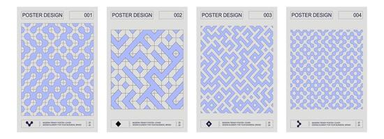 Set of futuristic retro geometric minimalistic posters with geometrical shapes. Modern design vector