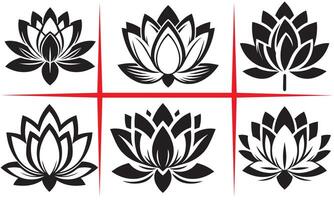 Sacred Lotus Silhouette Set Design vector