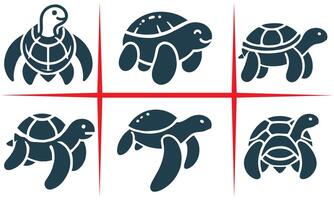Calm Turtle Silhouette, Turtle icon Set Design vector
