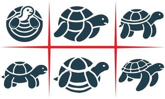 Calm Turtle Silhouette, Turtle icon Set vector