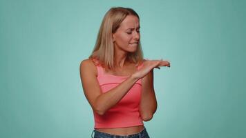 Rich woman showing wasting or throwing money around hand gesture more tips dreaming about big profit video