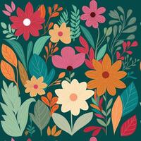 colorful various hand draw floral pattern vector