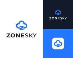 Letter Z Cloud Computing Hosting Server Storage Internet Network Logo Design Illustration vector