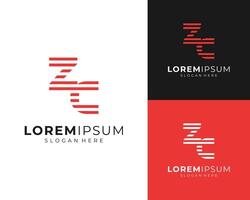 Initial Letter ZC Font Monogram Lettering Horizontal Stripe Lines Logo Design Illustration vector