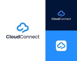 Cloud Computing Hosting Server Connect Connection Connectivity Icon Logo Design Illustration vector