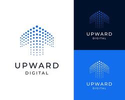Abstract Arrow Up Upward Growth Dot Halftone Geometric Digital Tech Logo Design Illustration vector