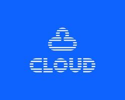 Cloud Computing Internet Network Data Storage Abstract Line Art Logo Design Illustration vector