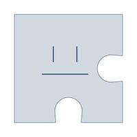 Puzzle piece with neutral face 2D cartoon object. Psychology personality character shape. Facial expression jigsaw isolated element flat clipart on white background. Spot illustration vector