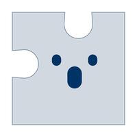 Puzzle piece with surprised face 2D cartoon object. Psychology personality character curiosity. Facial expression jigsaw isolated element flat clipart on white background. Spot illustration vector