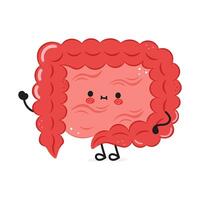 Cute cartoon Intestine character with a happy face on white background vector