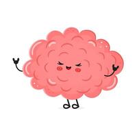 Cute cartoon pink Brain character with happy expression vector
