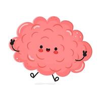 Cute pink Brain character cartoon with cheerful expression on white background vector
