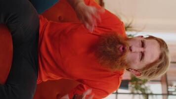 Bearded man asking why, what reason of failure, demonstrating disbelief irritation by troubles video