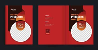 Red color pages brochure template vector