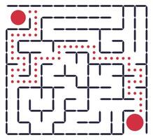Maze. The game path is a labyrinth. Square maze. A simple logic game with mazes. vector