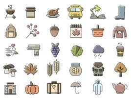 Autumn time has come. Set of autumn icons. Simple illustrations. Set of autumn style icons. vector